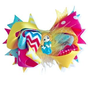 Cinderella Princess Hair Bow for Girls with Colored grosgrain Ribbons Handmade